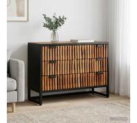 Drawer Cabinet 75x30x54cm Mango Wood Slim 3-Drawer Solid Mango & Engineered Wood