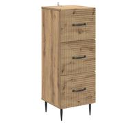 Drawer Cabinet Artisan oak 33x34.5x89.5cm Engineered Wood 3 Drawers Retro Chic.