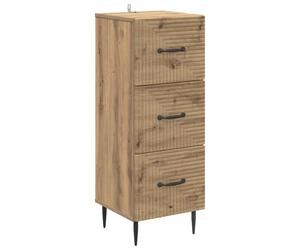Drawer Cabinet Artisan oak 33x34.5x89.5cm Engineered Wood 3 Drawers Retro Chic.