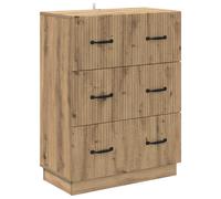 Drawer Cabinet Artisan Oak 66x34.5x87cm Engineered Wood 3 Drawers Lockable Home
