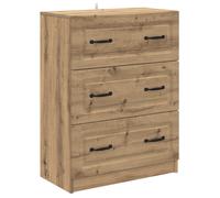 Drawer Cabinet Artisan Oak Engineered Wood 66x34.5x87cm 2 Drawers Vintage Style