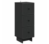 Drawer Cabinet Black 33x34.5x90cm Engineered Wood 3-Drawer Slim Vintage Storage