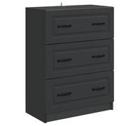 Drawer Cabinet Black 66x34.5x87cm Engineered Wood 2 Drawers Slim Vintage Modern