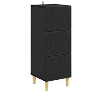 Drawer Cabinet Black Engineered Wood 33x34.5x90cm Vintage Modern Storage Hallway
