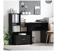 vidaXL Drawer Cabinet with Wheel Black Oak 55 x 45 x 31 cm, Rectangular, Modern Drawer Cabinet, Ample Storage Solution for Home, Organized Indoor Space, Functional Furniture, Minimalist