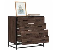 Drawer Cabinet Brown Oak 70x41x70cm Engineered Wood Metal Industrial 4-Drawer XL