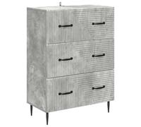 Drawer Cabinet Concrete Grey 3-Dr 66x34.5x89.5cm Engineered Wood Vintage Handles