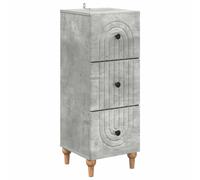 Drawer cabinet Concrete Grey 33x34.5x90cm Engineered Wood 3-Drawer Vintage Tall