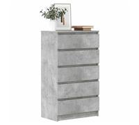 Drawer Cabinet Concrete Grey 60x36x103cm Engineered Wood 5-Drawer Narrow Hallway