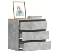 Drawer Cabinet Concrete Grey 60x41x58cm Engineered Wood 3 Drawer Modern Slim