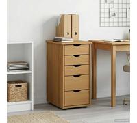 Chest of Drawers Honey Brown Solid Pine 34x39x61.5cm 5-Drawer Minimalist.