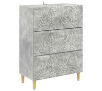 Drawer Cabinet Concrete Grey 66 x 34.5 x 90 cm Engineered Wood 3-Drawer Vintage