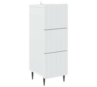 Drawer cabinet White Engineered Wood 33x34.5x92cm 3 Drawers Modern Tapered Legs