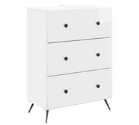 Drawer Cabinet Modernist High Gloss White Engineered Wood 66x34.5x90cm 3 Drawers