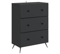 Drawer Cabinet Black 66x34.5x90cm Engineered Wood 3-Drawer Slim Storage Unit UK