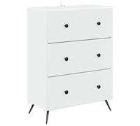 Drawer Cabinet White 66 x 34.5 x 90 cm Engineered Wood 3-Drawer Storage Compact