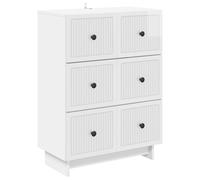 Drawer Cabinet High Gloss White 66x34.5x90cm Engineered Wood 3 Drawers for Home