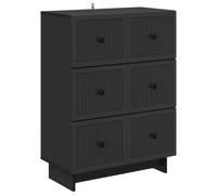 Drawer Cabinet Black 66x34.5x90cm Engineered Wood 3-Drawer Vintage Living Room.