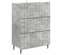 Drawer Cabinet White Engineered Wood 66x34.5x92cm 3-Drawer Tapered Legs Striped.