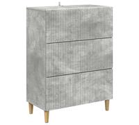 Drawer Cabinet Concrete Grey Engineered Wood 66x34.5x90cm 3 Drawers Vintage Tall