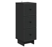 Drawer Cabinet Black 33x34.5x90cm Engineered Wood 3-Drawer Slim Vintage Storage