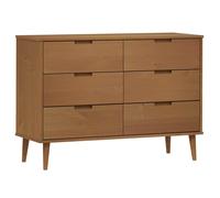 vidaXL Drawer Cabinet MOLDE Brown 113x40x80 cm Solid Wood Pine