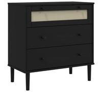 Drawer Cabinet File Drawer Chest SENJA Rattan Look Solid Wood Pine vidaXL
