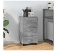 Drawer cabinet Grey Sonoma 33x38x63 cm Engineered wood Aluminium 5-drawer mobile