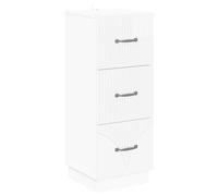 Drawer Cabinet High Gloss White 33 x 34.5 x 87 cm Eng Wood 3-Drawer Slim Vintage