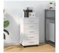 Drawer cabinet High Gloss White 33x38x63cm Engineered Wood 5-drawer Mobile with