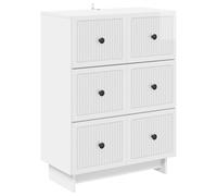 Drawer Cabinet High Gloss White 66x34.5x90cm Engineered Wood 3 Drawers for Home