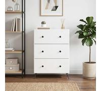 Drawer Cabinet Modernist High Gloss White Engineered Wood 66x34.5x90cm 3 Drawers