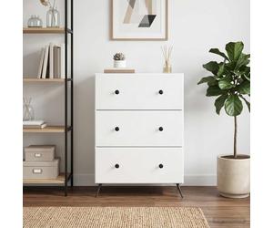 Drawer Cabinet Modernist High Gloss White Engineered Wood 66x34.5x90cm 3 Drawers