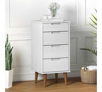Drawer Cabinet MOLDE White 40x35x82 cm Solid Wood Pine