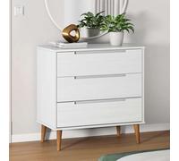 Drawer Cabinet MOLDE White 80x40x80 cm Solid Wood Pine