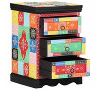 Drawer Cabinet Multicolour Solid Mango Wood 40x40x60 cm 3 Drawer Modern Compact