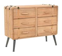 Drawer Cabinet Natural Solid Fir & MDF with Steel Legs 91x35x73 cm Vintage Retro