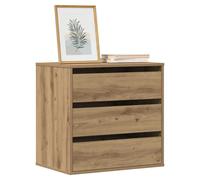 Drawer Cabinet Oak 60x41x58cm Engineered Wood 3 Drawer Modern Bedroom Storage.