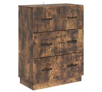 Drawer Cabinet Smoked Oak 66 x 34.5 x 87 cm Engineered Wood 3 Drawers Lockable.