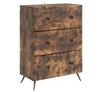 Drawer Cabinet Smoked Oak 66x34.5x90cm Engineered Wood Metal Frame 3 Drawers Eco