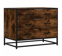 Drawer Cabinet Smoked Oak Wood Material 70 x 41 x 56 cm with Metal Frame 3 Drawers Storage Space for Bedroom Living Room Office Hallway and Dining Room Versatile Storage Shelf