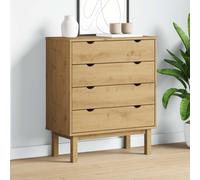 Drawer Cabinet Solid Pine 76.5x39.5x90cm Brown 4-Drawer Scandinavian Natural Eco