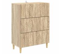Drawer Cabinet Sonoma Oak 66 x 34.5 x 90 cm Engineered Wood 3-Drawer Mid-Century
