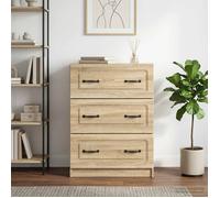 Drawer cabinet Sonoma oak 66x34.5x87cm Engineered wood 2-drawer Vintage Modern.