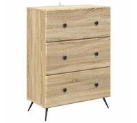 Drawer Cabinet Sonoma Oak 66x34.5x90cm Engineered Wood 3-Drawer Metal Slim Frame