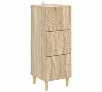 Drawer Cabinet Sonoma Oak Engineered Wood 33 x 34.5 x 90 cm 3-Drawer SlimStorage
