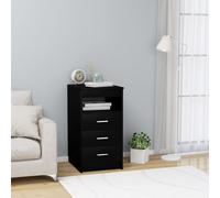 vidaXL Drawer Cabinet Black Engineered Wood Chest Side Nightstand Sideboard