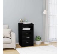 vidaXL Drawer Cabinet Black Engineered Wood Chest Side Nightstand Sideboard