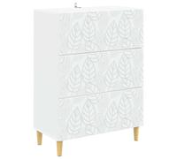 Drawer Cabinet White 66x34.5x90cm Engineered Wood 3-Drawer Vintage Modern Urban