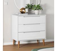 Drawer cabinet White 80x40x80 cm Solid Pine 3-Drawer Scandinavian Storage Unit